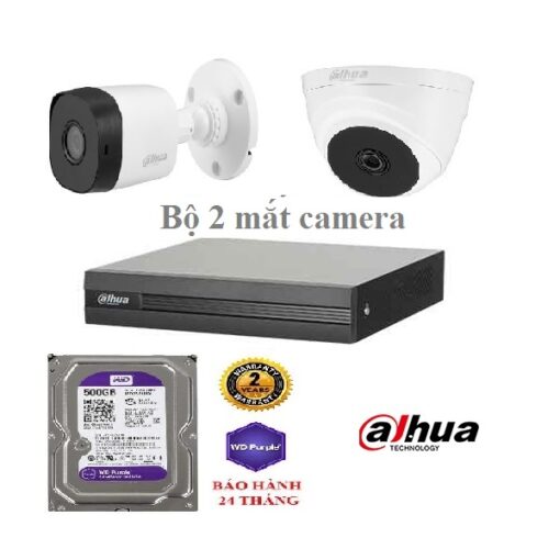 Combo 2 mắt camera đầu ghi ổ cứng Dahua