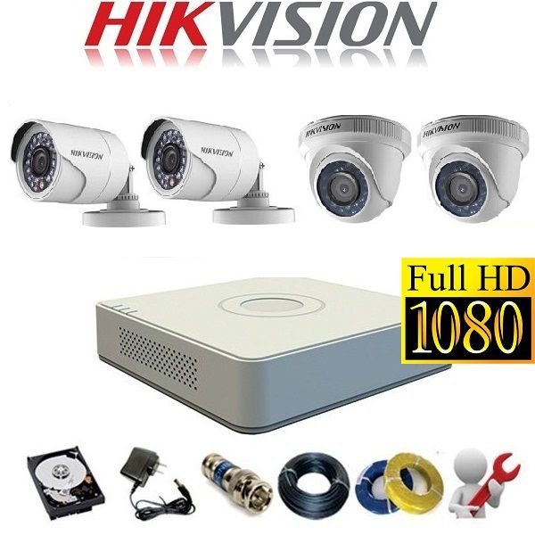 Trọn bộ 4 mắt camera Hikvision 2.0 Full HD