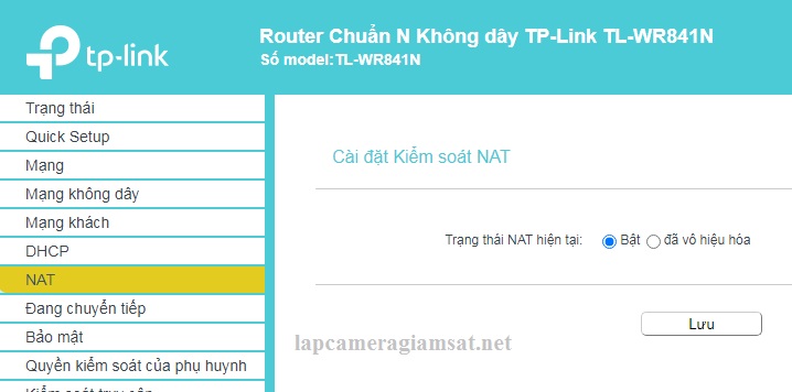 Nat port cho TP link 841
